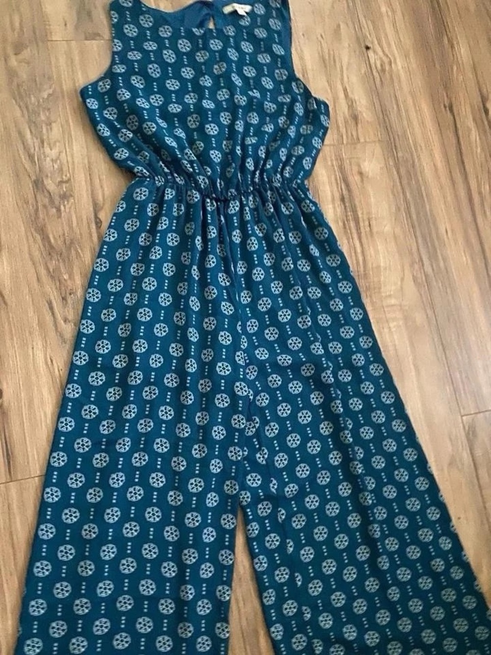 miami Teal Printed Sleeveless Jumpsuit